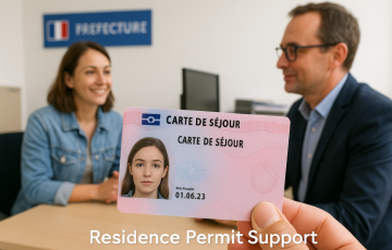 Residence Permit Support Expert guidance on obtaining and renewing your residence permit (carte de séjour) after arrival in France, ensuring a smooth transition to your new life.